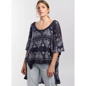 Free People Cotton, No Matter What, Top Paisley  Blue, Sz M, NWOT